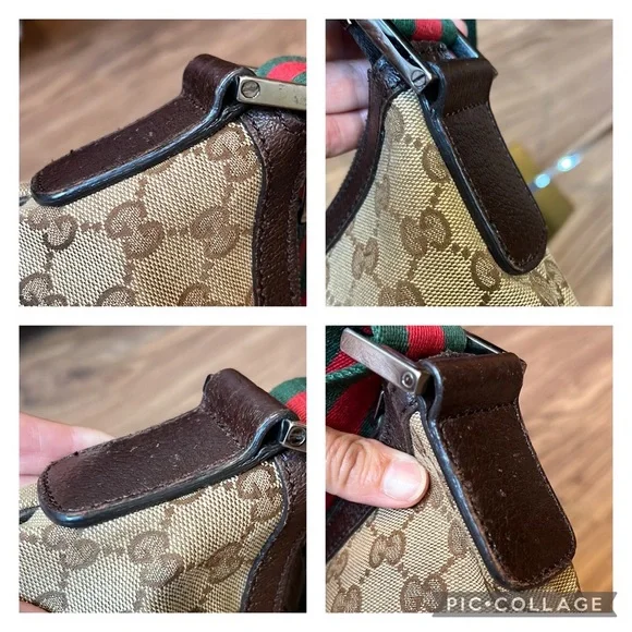 Gucci Beige and Brown Crossbody Bag with Red and Green Strap - Picture 14 of 16